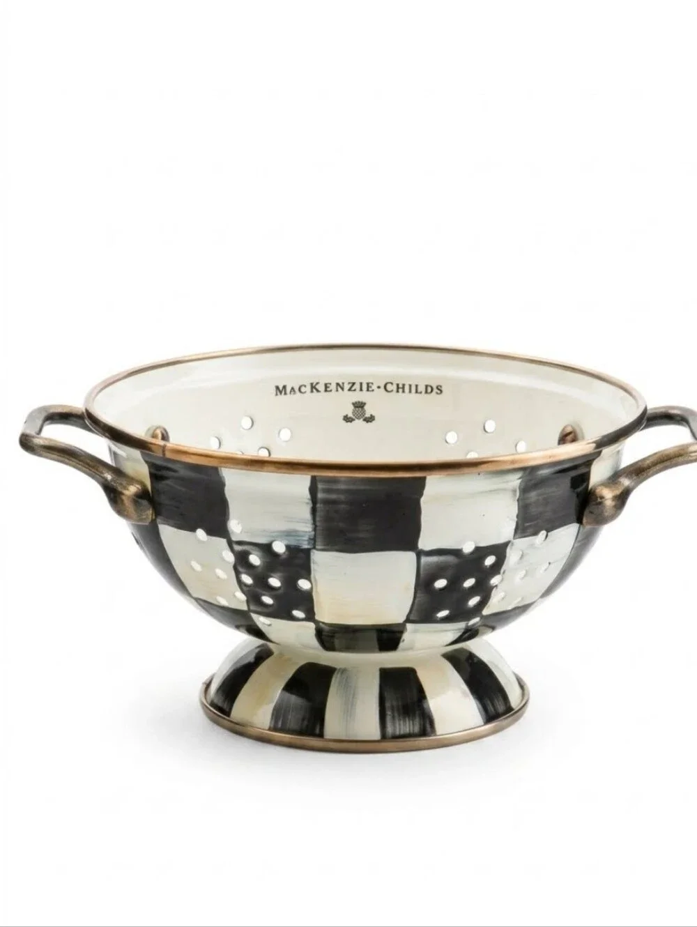 MacKenzie-Childs Courtly Check Large Colander 2.75 Quarts
